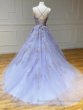 Backless Purple Lace Semi Formal Prom Dresses, Open Back Purple Lace Formal Evening Dresses